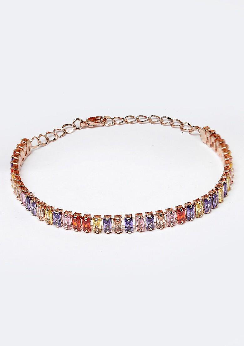 Rose Gold Diamond Studded Gold Plated Bracelet