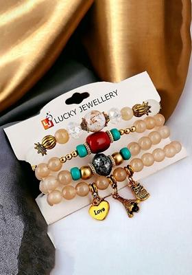 Gold Beaded Gold Plated Bracelets