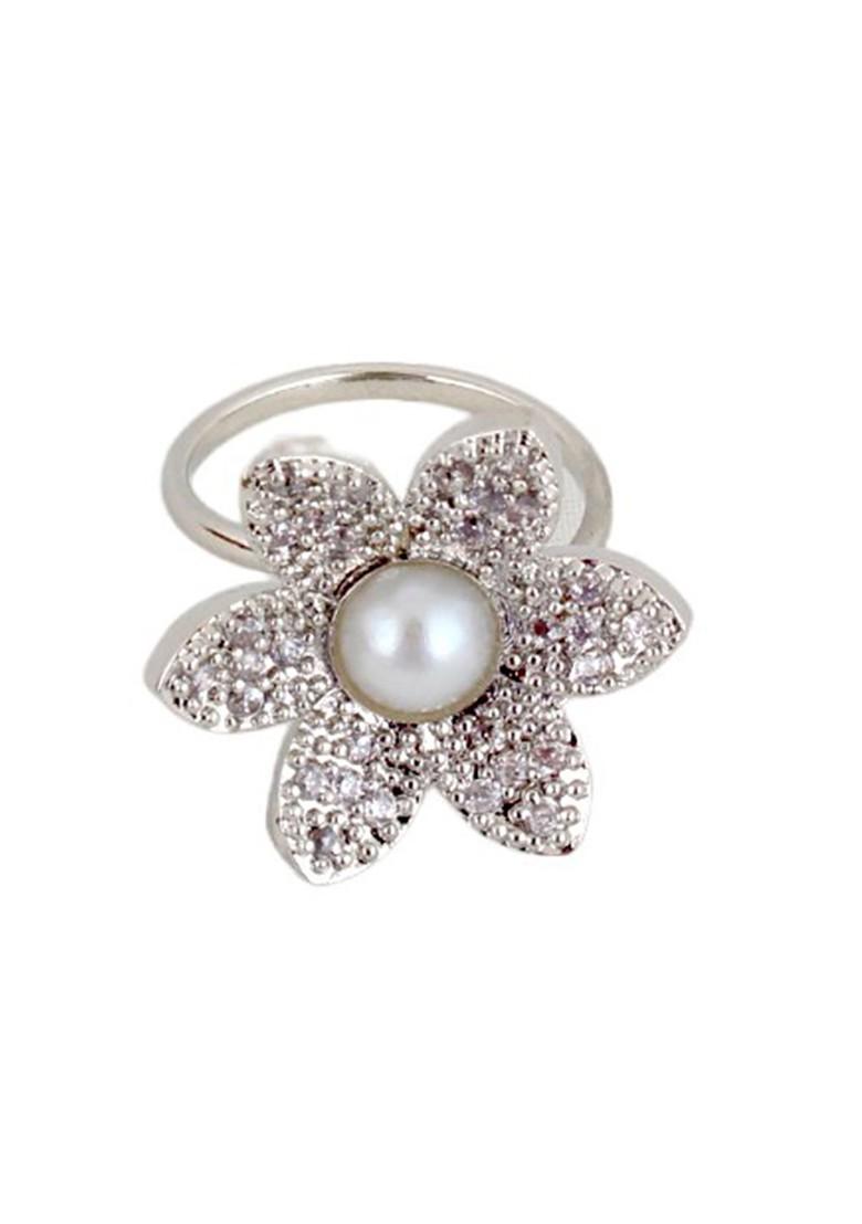 Silver American Diamond Silver Plated Bracelet With Ring