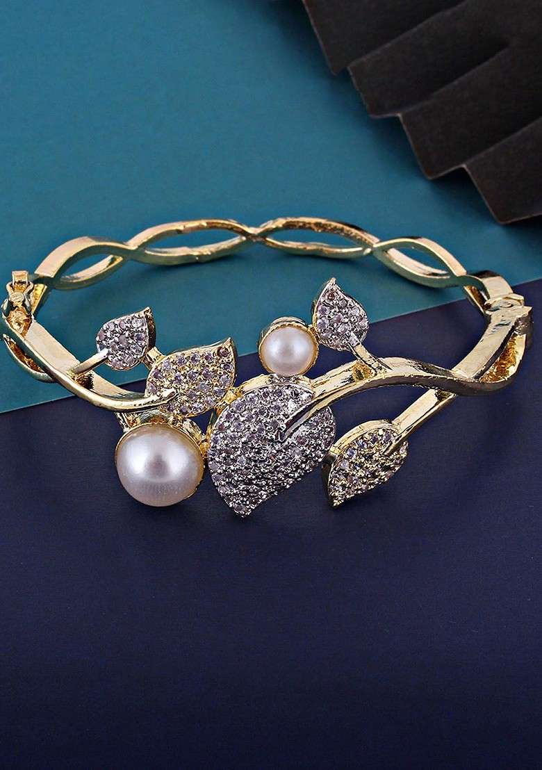 Gold American Diamond Gold Plated Bracelets - Indya