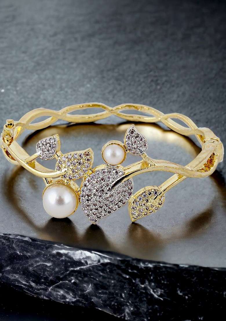 Gold American Diamond Gold Plated Bracelets - Indya