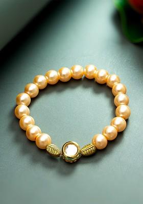 Orange Beaded Elasticated Bracelet