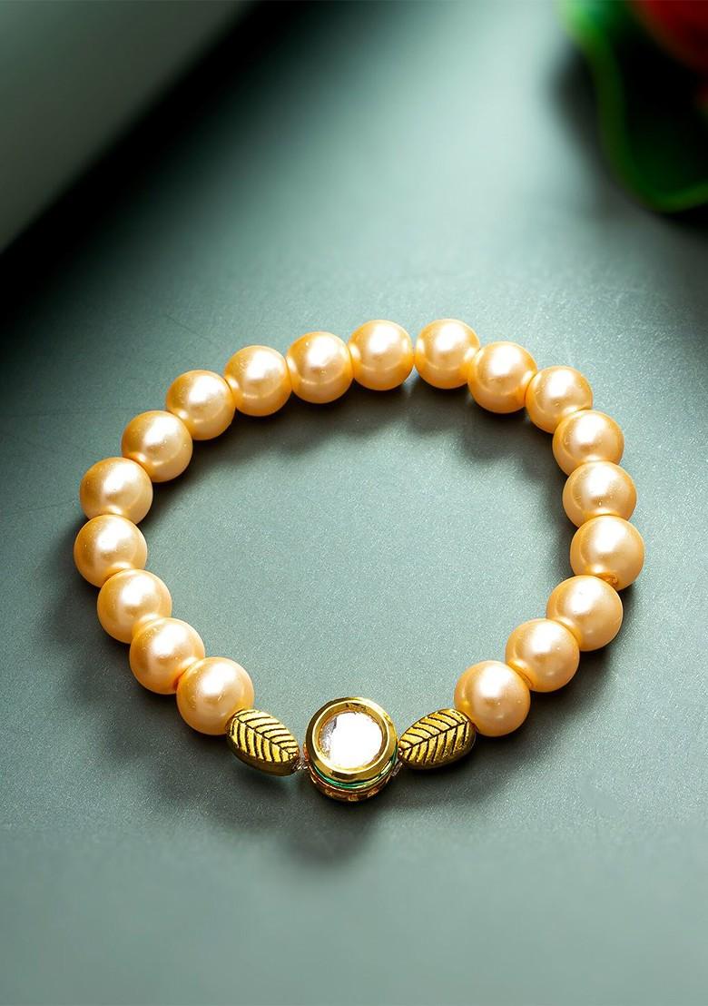 Orange Beaded Elasticated Bracelet