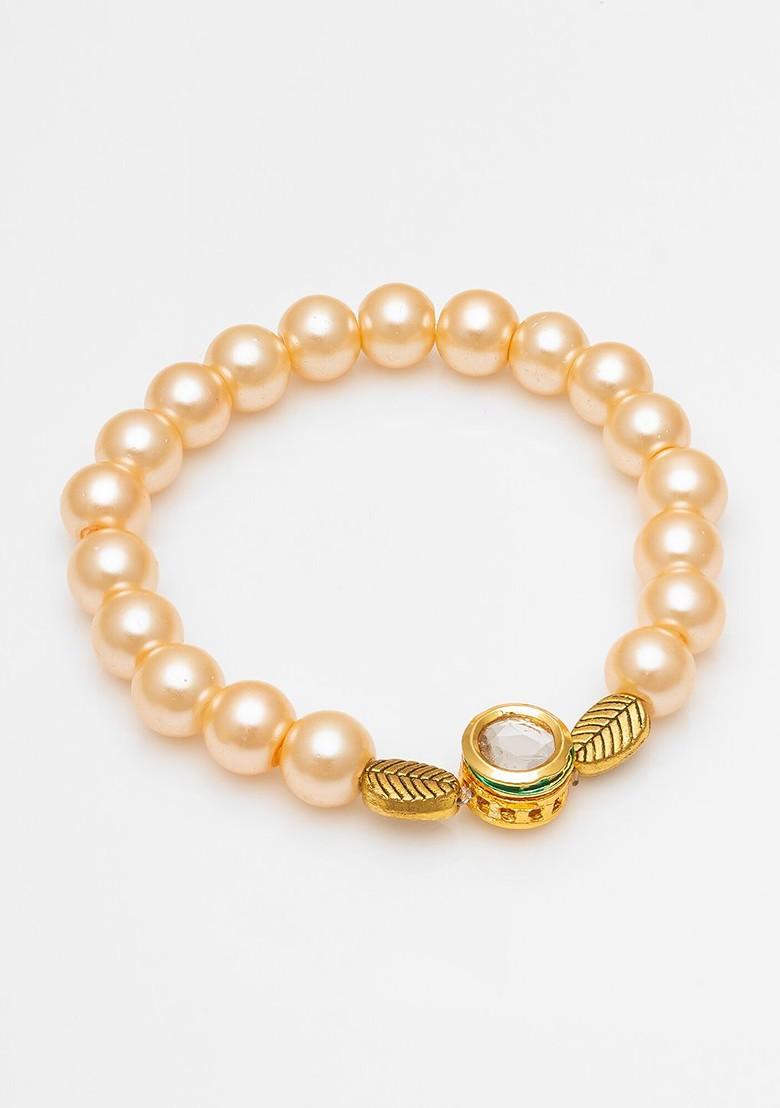 Orange Beaded Elasticated Bracelet