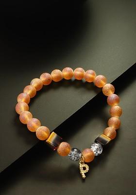 Orange Beaded Elasticated Bracelet