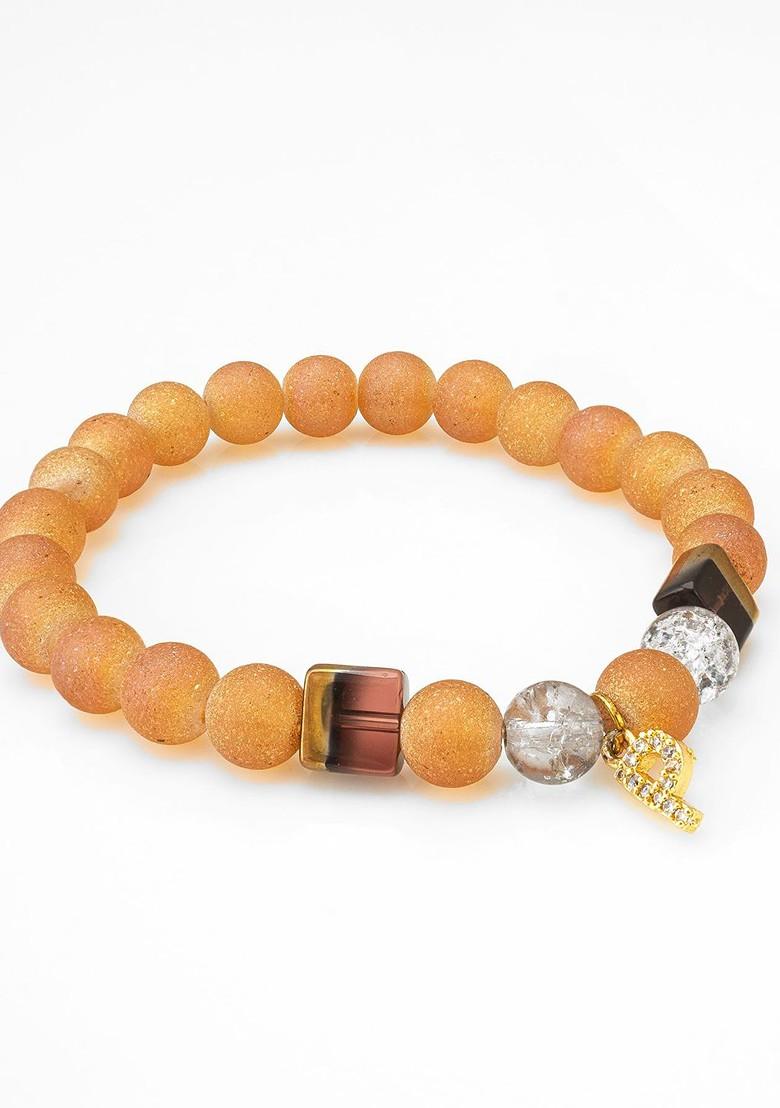 Orange Beaded Elasticated Bracelet