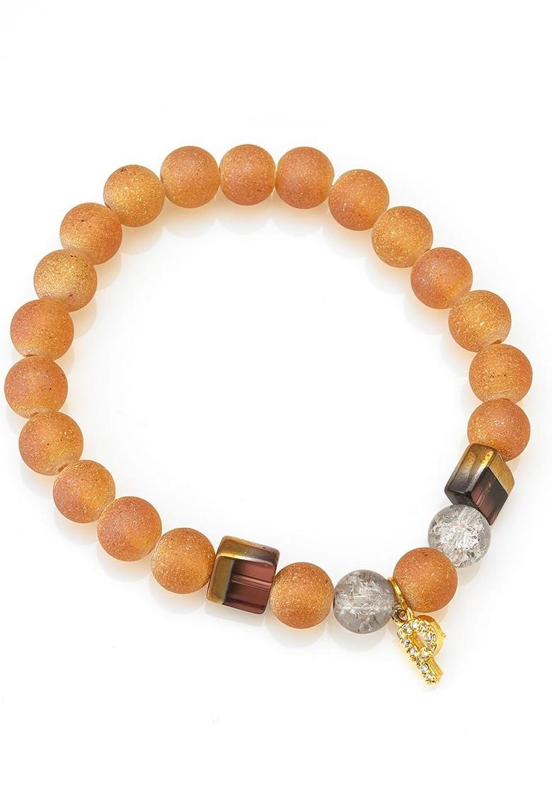 Orange Beaded Elasticated Bracelet