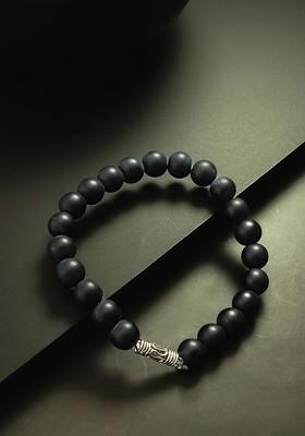 Black Elasticated Beaded Bracelet