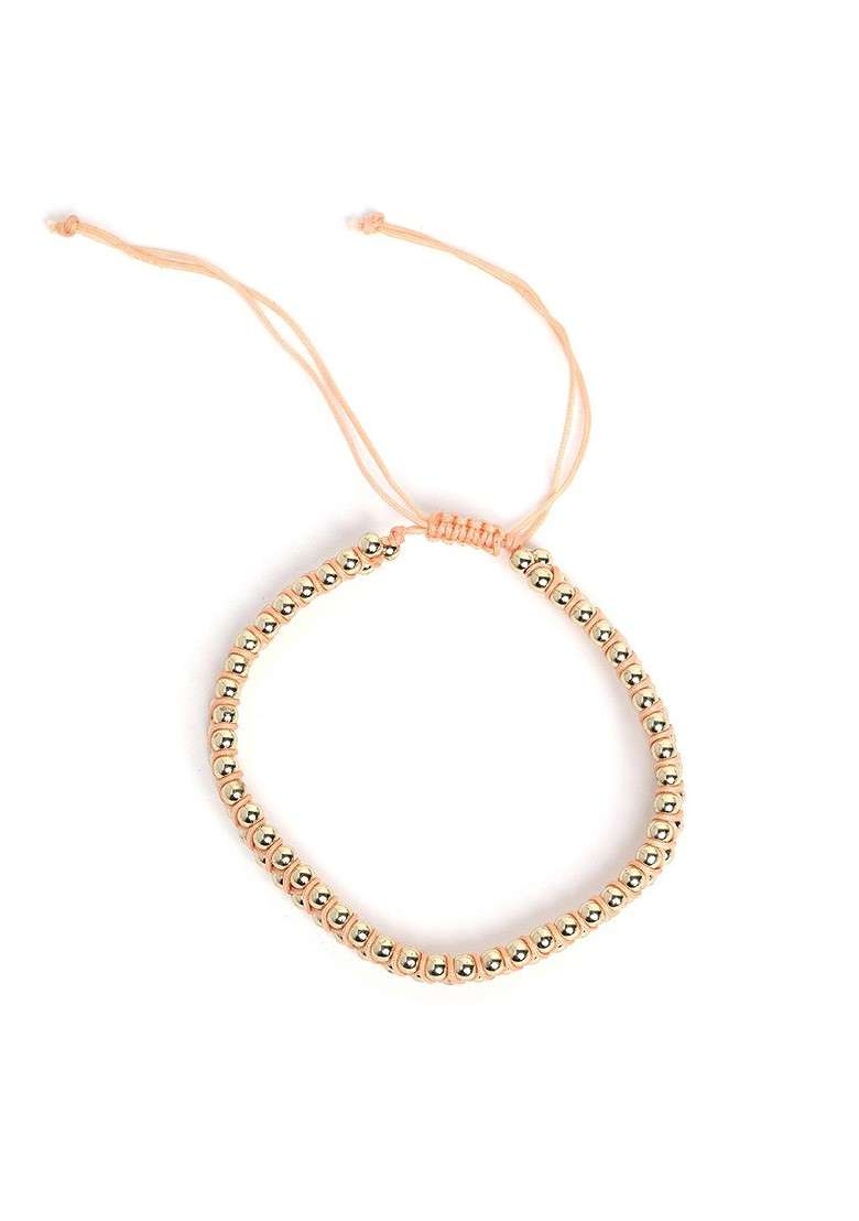 Set Of 6 Gold Plated And Pink Handcrafted Charm Bracelets - Indya