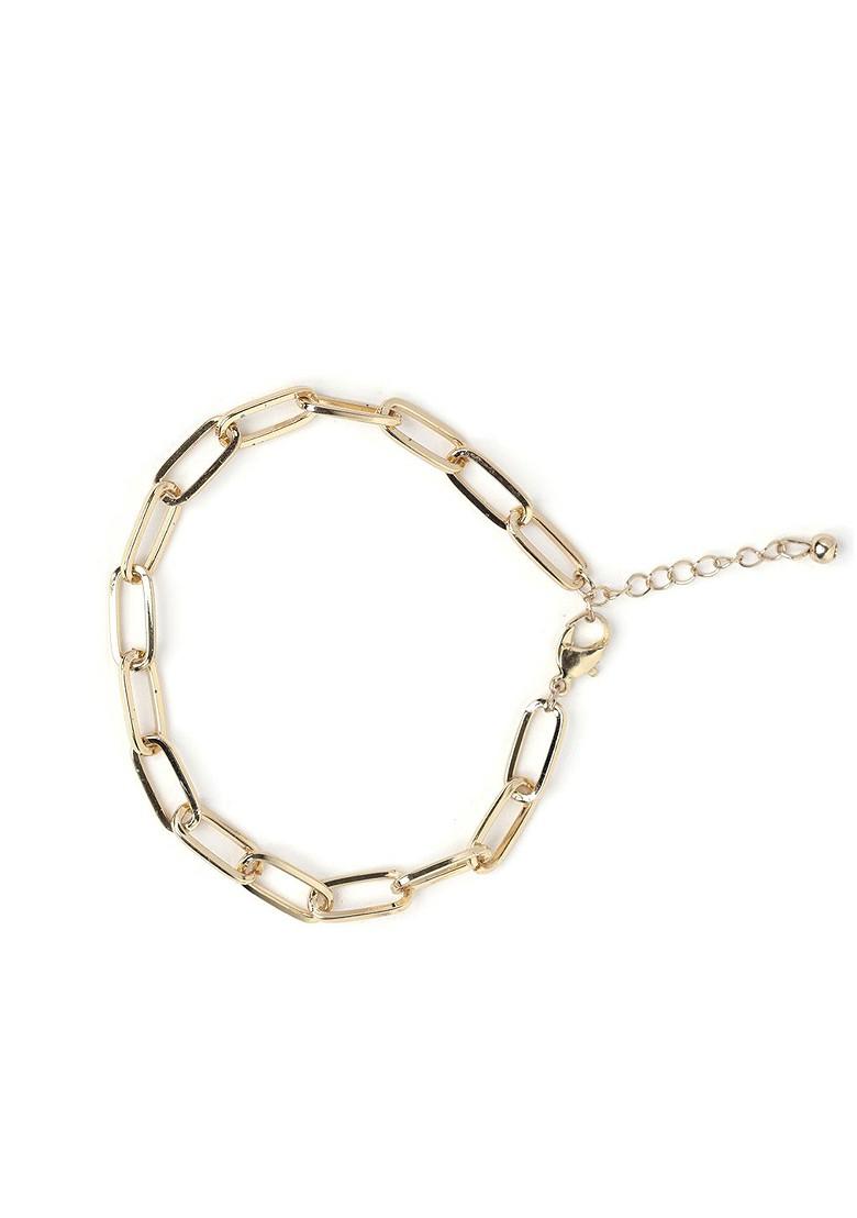 Set Of 6 Gold Plated And Pink Handcrafted Charm Bracelets