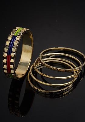 Set Of 5 Gold Plated Handcrafted Bangles