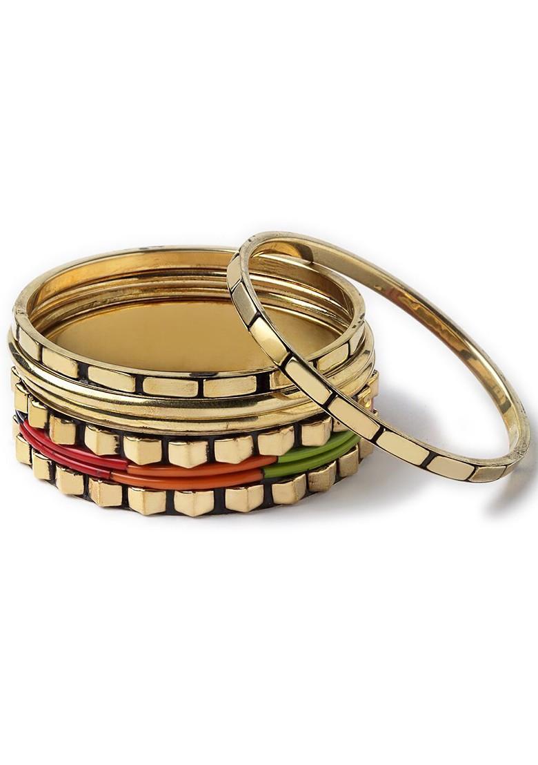 Set Of 5 Gold Plated Handcrafted Bangles