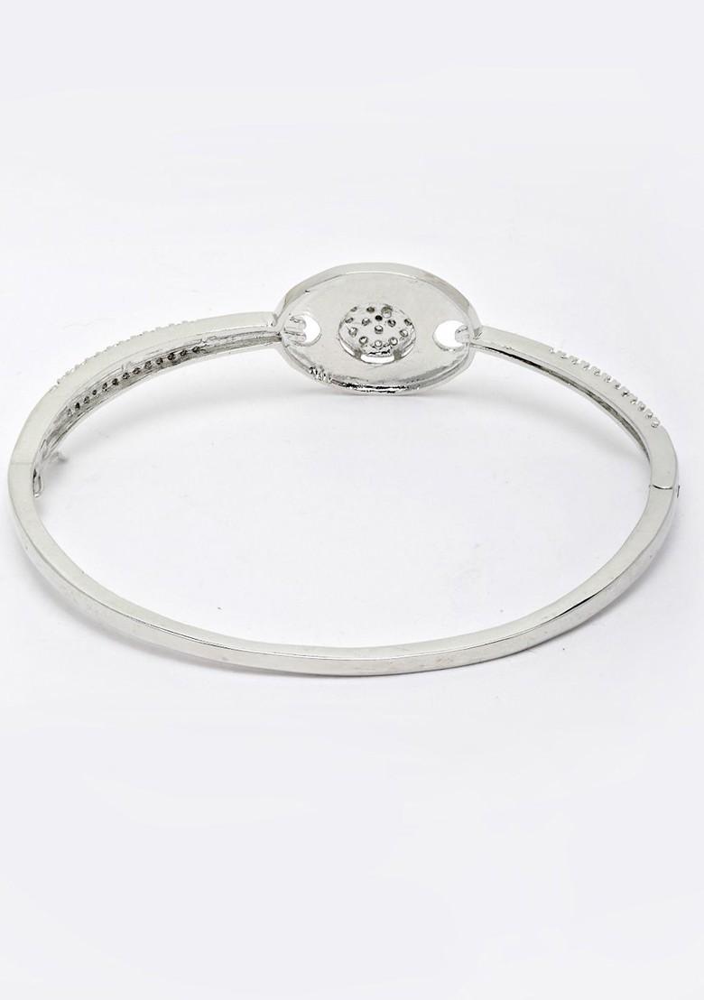Silver Cubic Zirconia Studded And Rhodium Plated Bracelet
