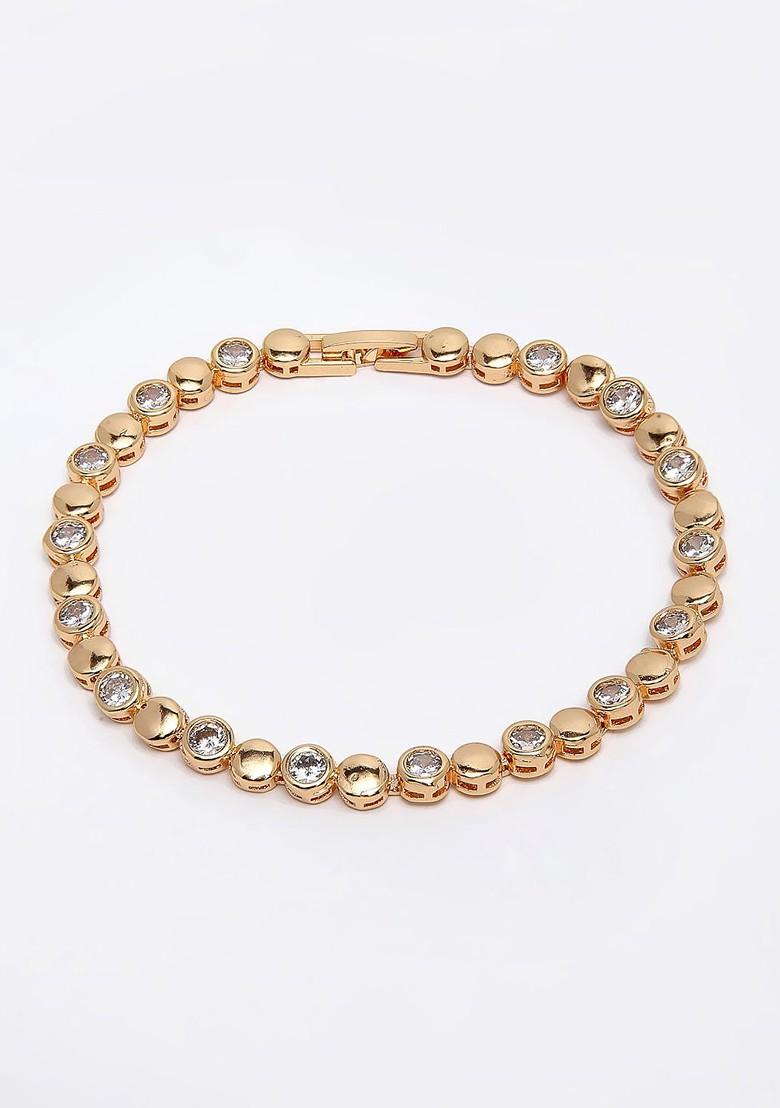 Gold Plated And White Brass Ad Stone Studded Bracelet
