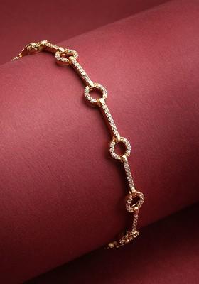 Gold Plated White Brass Cubic Zirconia Charm Bracelet