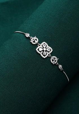Silver American Diamond Silver Plated Charm Bracelet