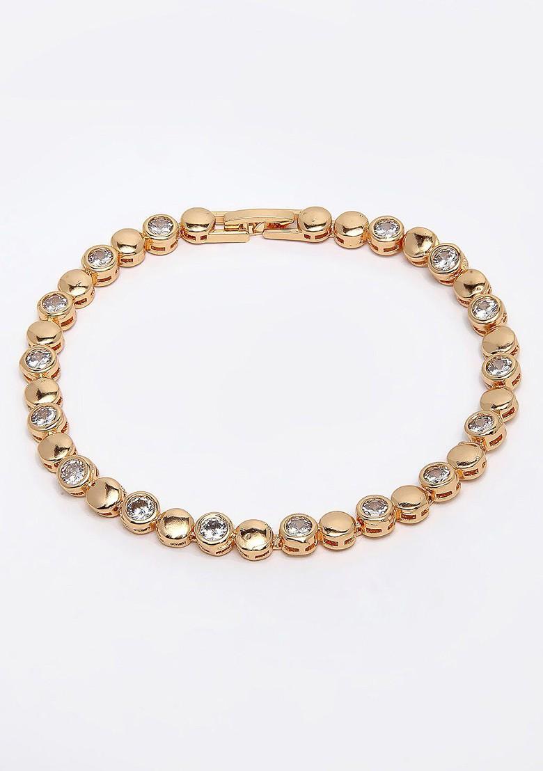 Brass American Diamond Gold Plated Charm Bracelet