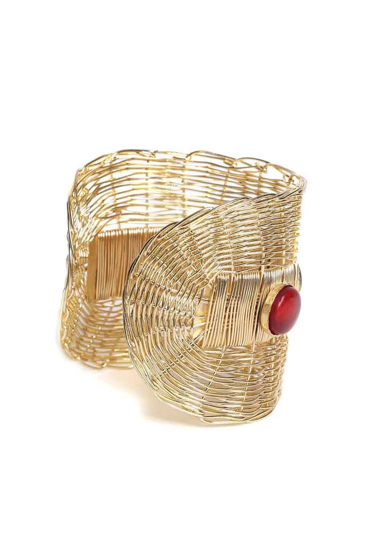 Gold Plated Cubic Zirconia Stone Studded Kada Bracelet