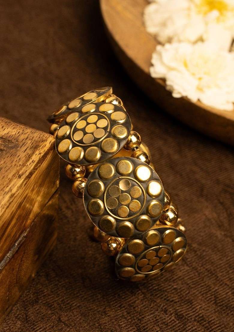 Gold Plated Bangle Style Bracelet - Indya