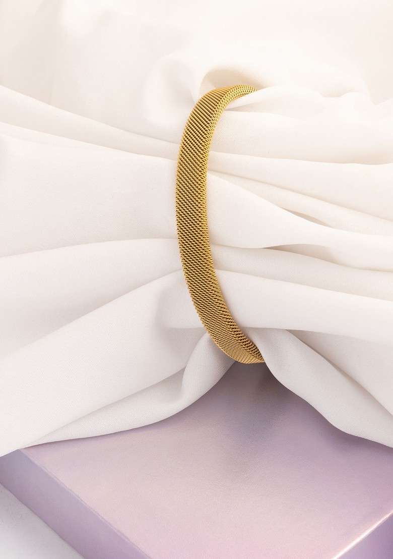 Brass Gold Plated Bangle Style Bracelet - Indya