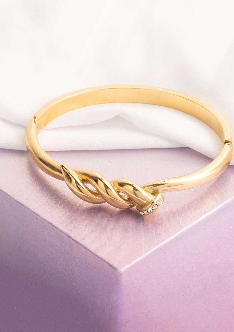 Brass Gold Plated Bangle Style Bracelet - Indya