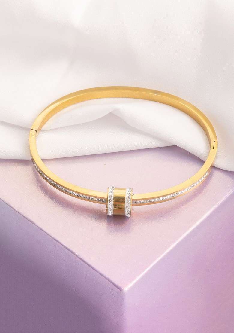 Brass Gold Plated Bangle Style Bracelet - Indya