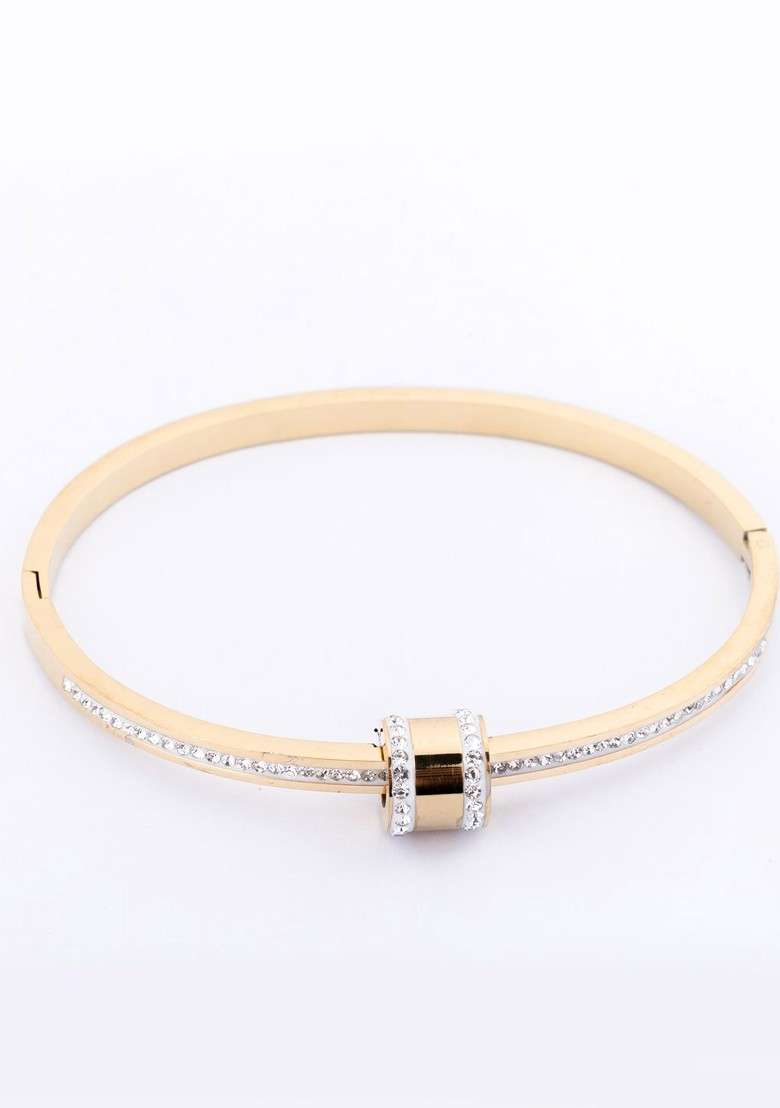 Brass Gold Plated Bangle Style Bracelet - Indya