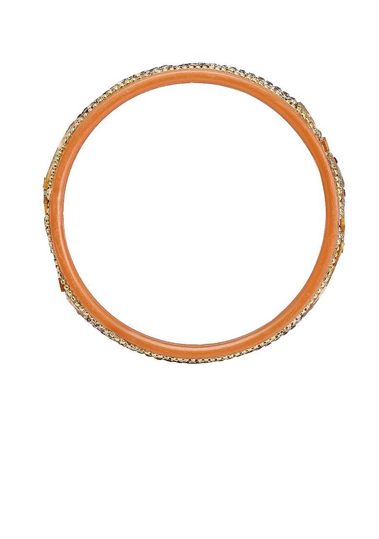 Gold Plated Red And White Cz Studded Chuda Set Of 66