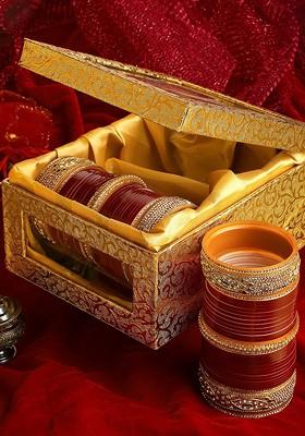 Set Of 66 Gold Plated Ad Studded Chuda Bangles