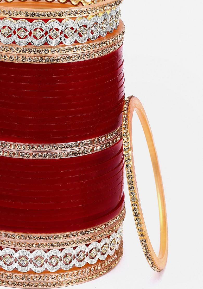 Set Of 72 Gold Plated And Ad Studded Wedding Chuda Bangle