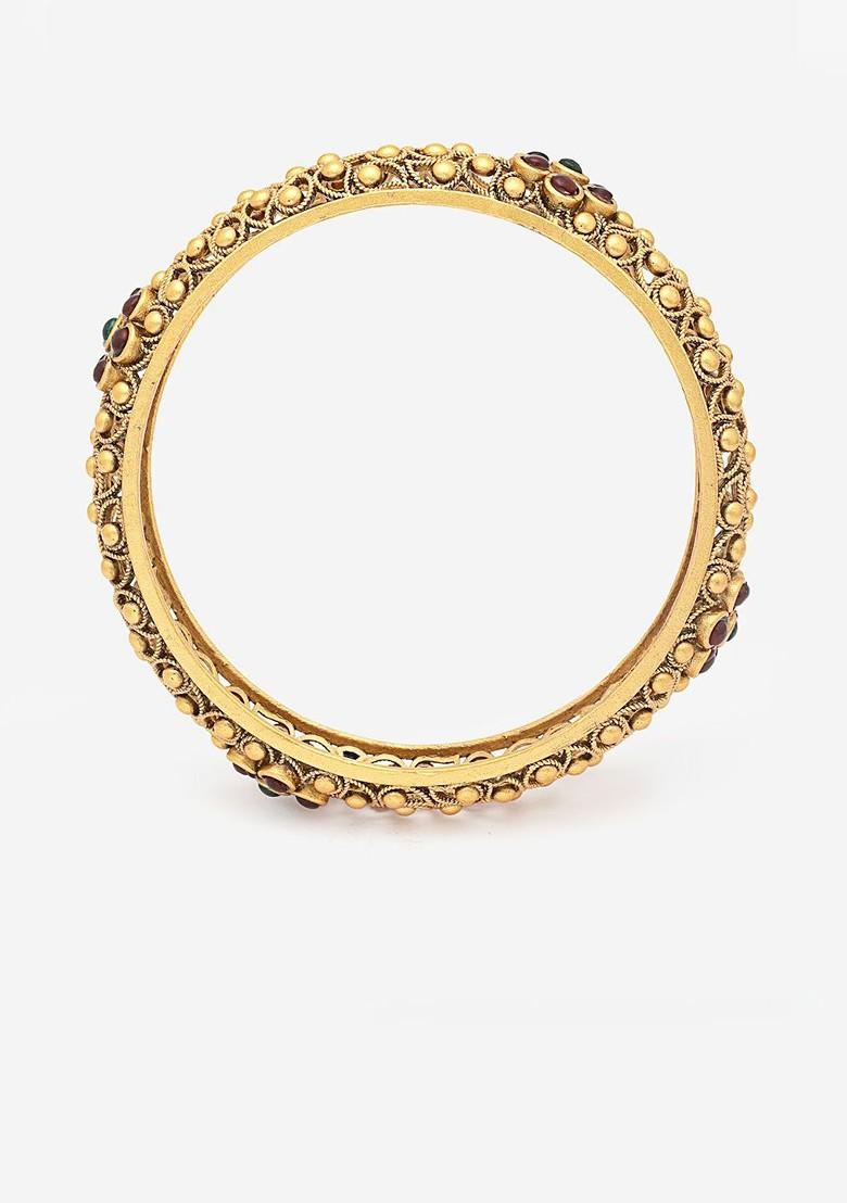 Set Of 2 24 Ct Gold Plated Handcrafted Antique Bangles