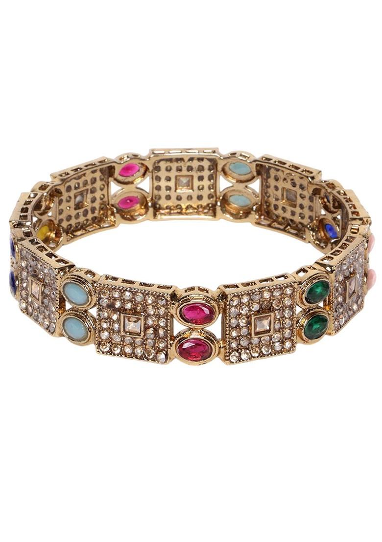 Set Of 2 Gold Plated American Diamond Studded Bangles