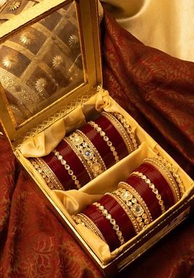 Set Of 75 Gold Plated Artificial Stone Studded Bangles