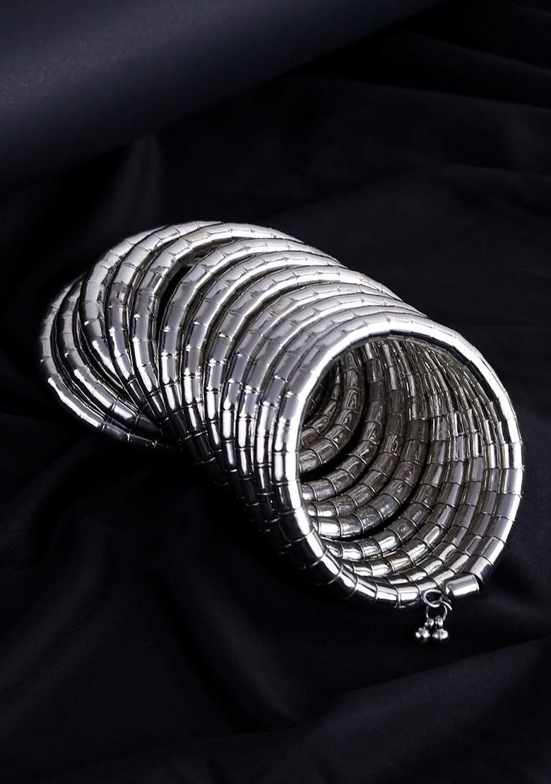 Silver Silver Plated Spiral Bracelet Bangles