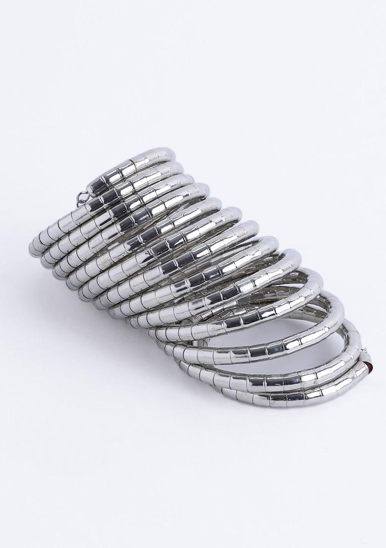 Silver Silver Plated Spiral Bracelet Bangles