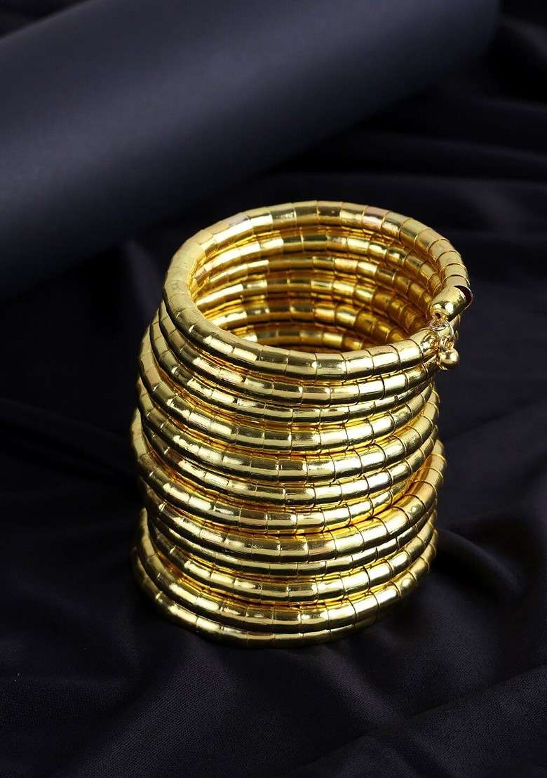 Gold Plated Spiral Bracelet Bangles - Indya