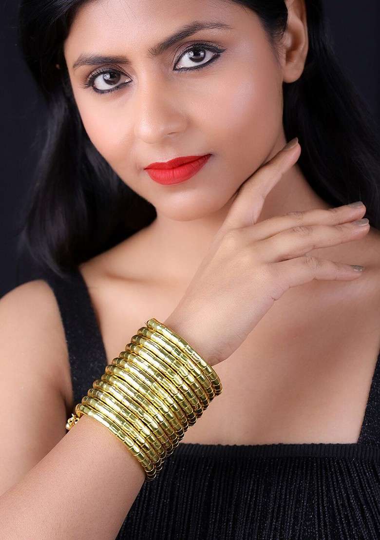 Gold Plated Spiral Bracelet Bangles - Indya