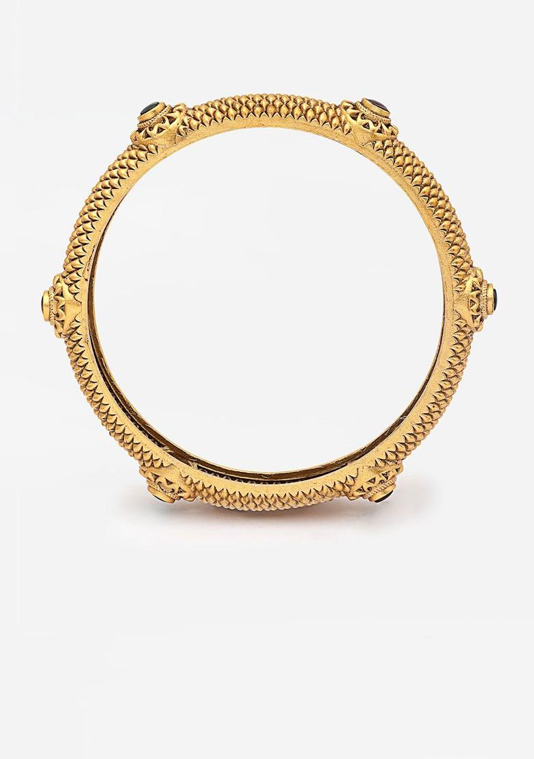 Set Of 2 24 Ct Gold Plated Antique Bangles