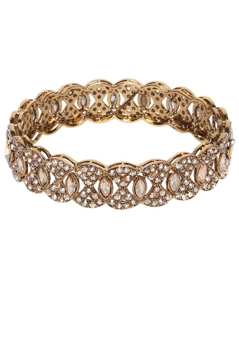 Set Of 2 Gold Plated American Diamond Stone Studded Bangles