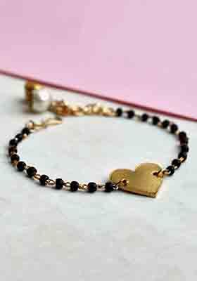 Black Amore The Heart Charm Mangalsutra Bracelet