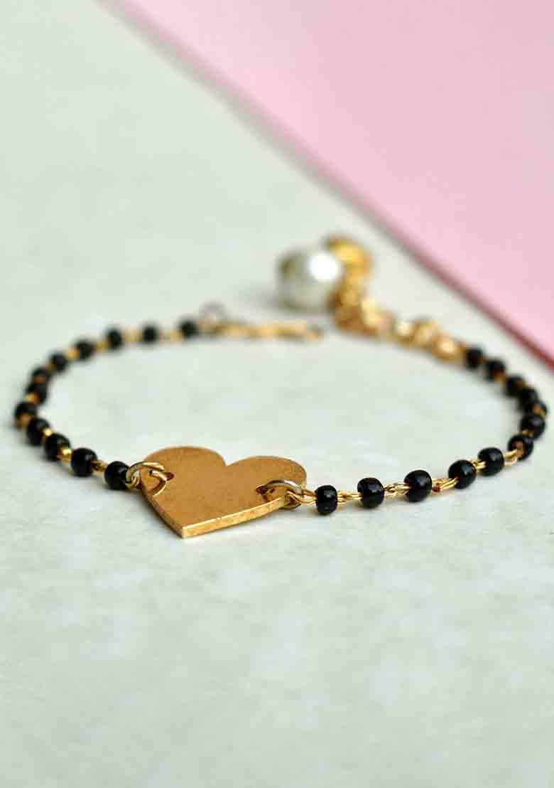 Black Amore The Heart Charm Mangalsutra Bracelet
