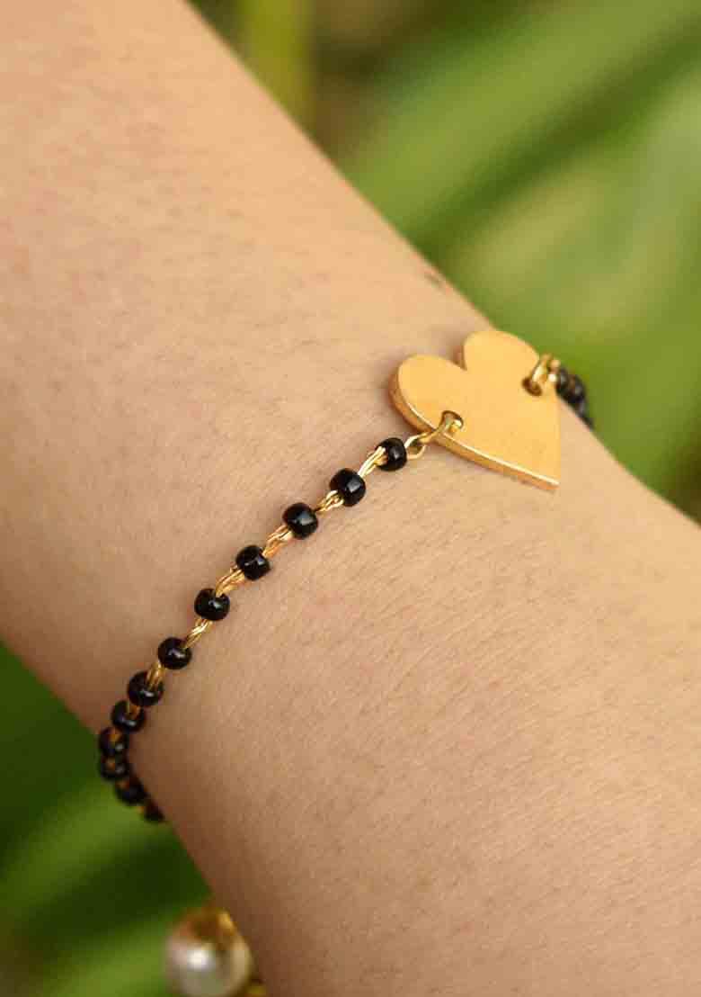 Black Amore The Heart Charm Mangalsutra Bracelet