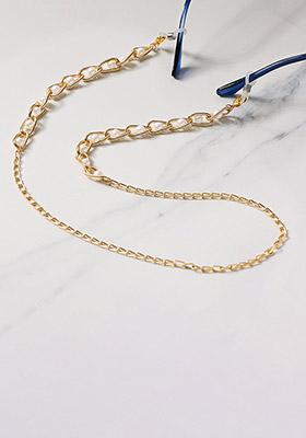 White Pearls With Gloden Links Spectacles Or Air Pods Chain
