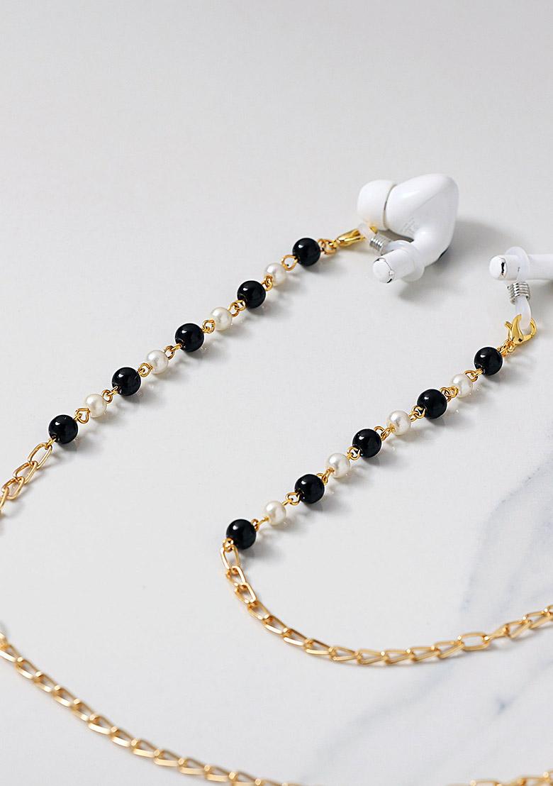 Blackand White Beads Monochrome Spectacles Or Air Pods Chain