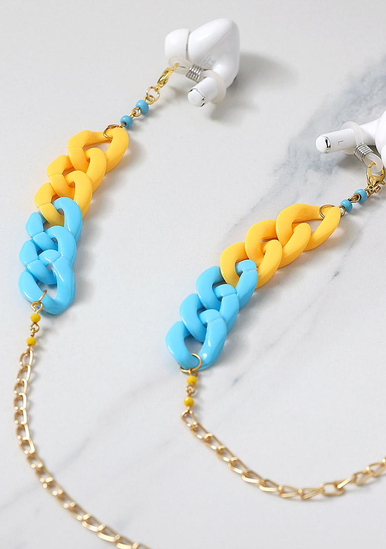 Minion Theme Blueand Yellow Spectacles Or Air Pods Chain