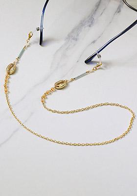 Blue Glass Tube Evil Eye Shell Spectacles Or Air Pods Chain