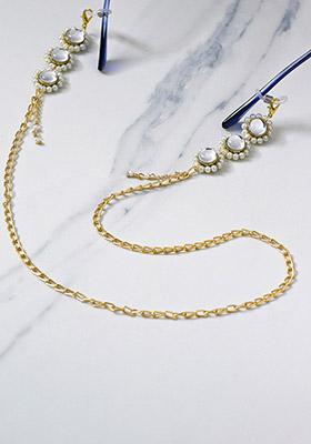 Kundanand White Beads Spectacles Or Air Pods Chain