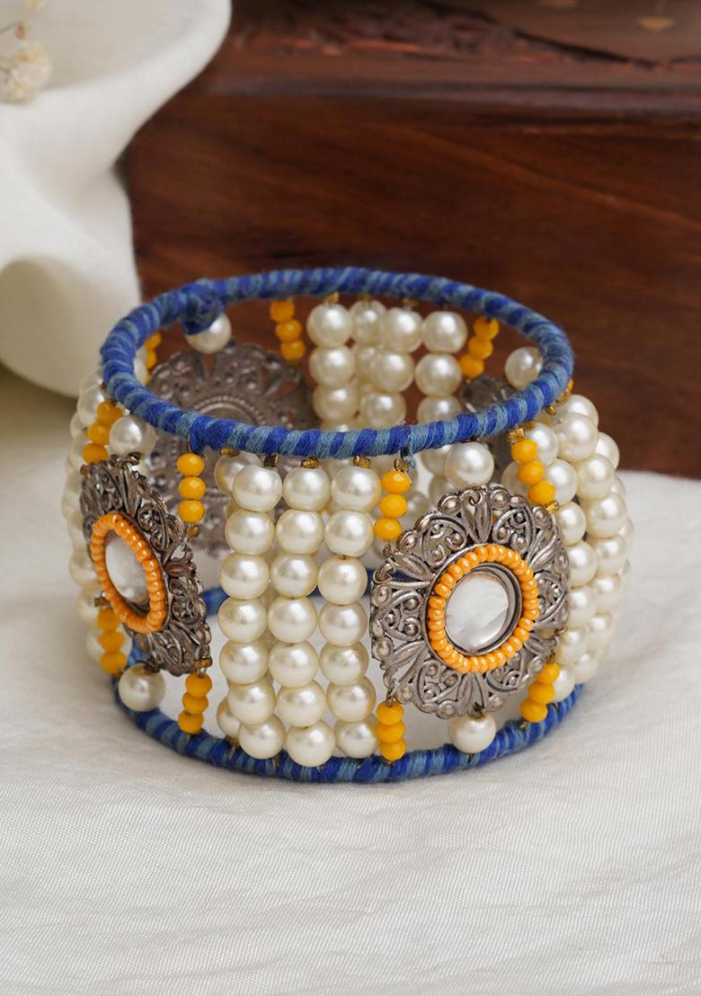 Vintage Look Pearl And Beaded 2 Bangle