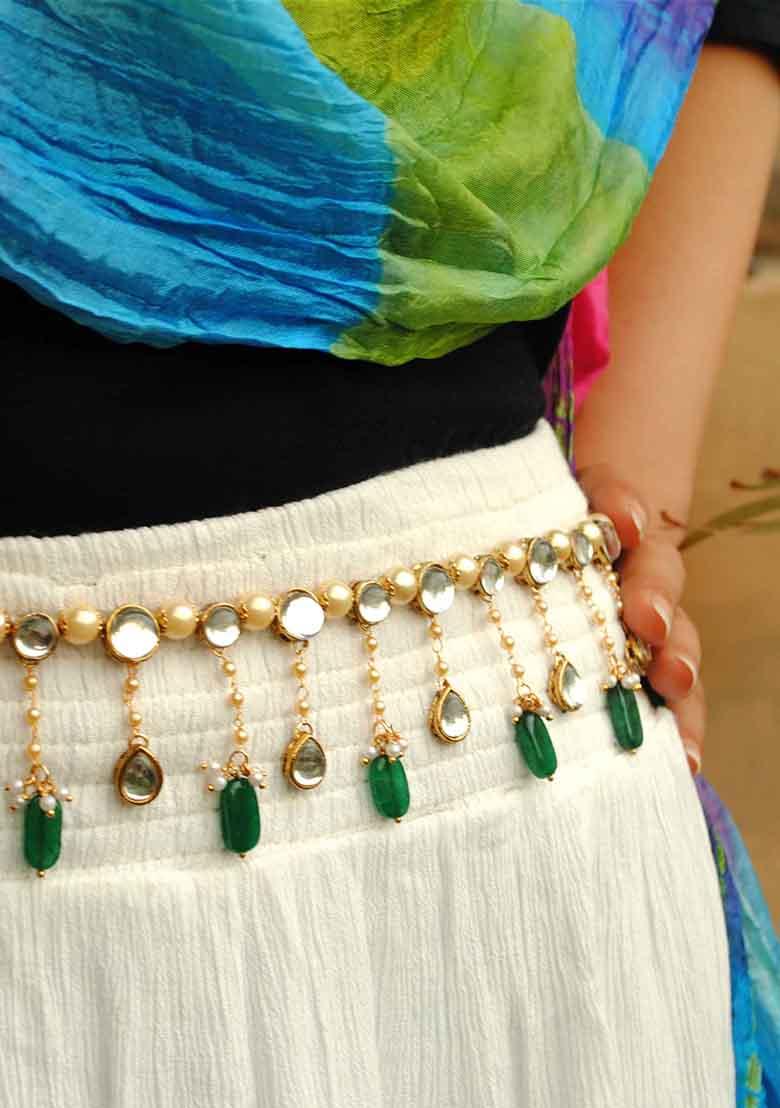 Kundanand Pearl Green Beads Kamar Bandh
