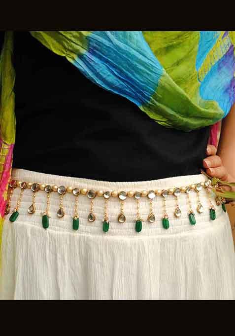 Kundanand Pearl Green Beads Kamar Bandh